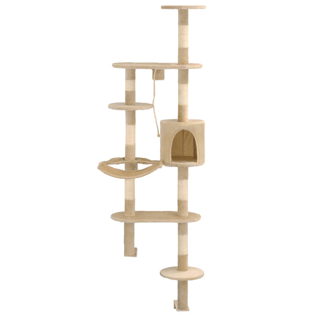 Vidaxl -Katzenkratzerpfosten mit Sisal -Kratzpfosten Wandmontage 194 cm Beige