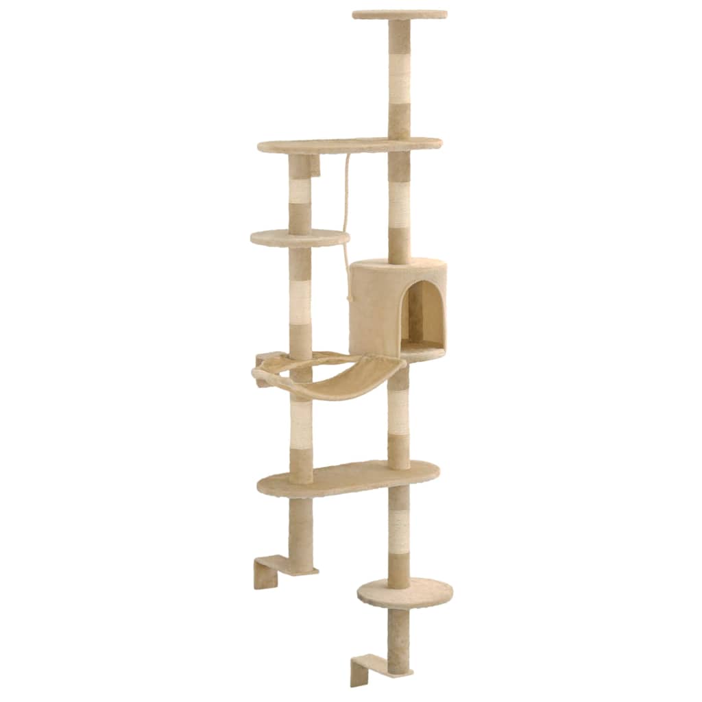 Vidaxl -Katzenkratzerpfosten mit Sisal -Kratzpfosten Wandmontage 194 cm Beige