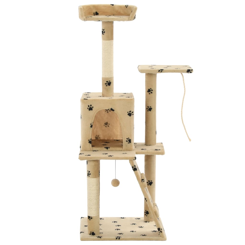VIDAXL -Katzenkratzerpost mit Sisal -Kratzer -Posts 120 cm Pfotenabdrücke Beige