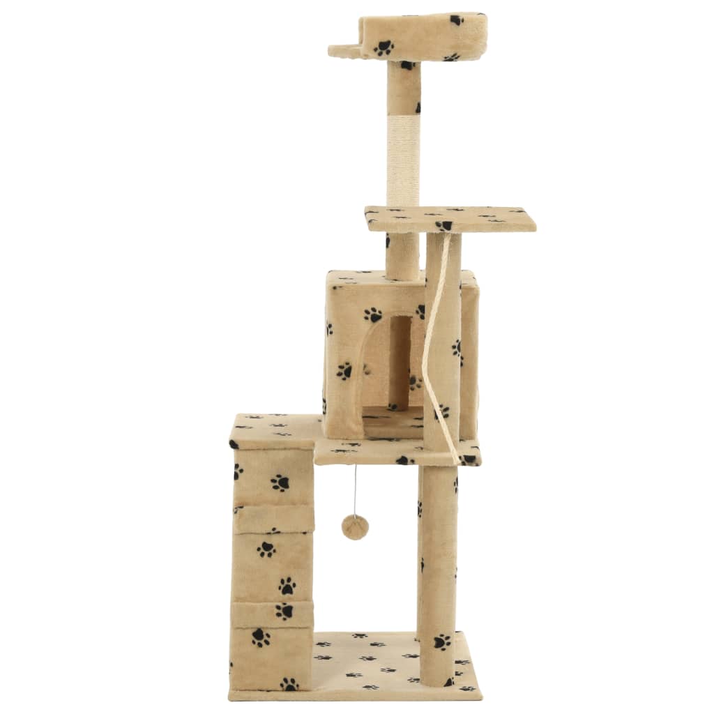 VIDAXL -Katzenkratzerpost mit Sisal -Kratzer -Posts 120 cm Pfotenabdrücke Beige