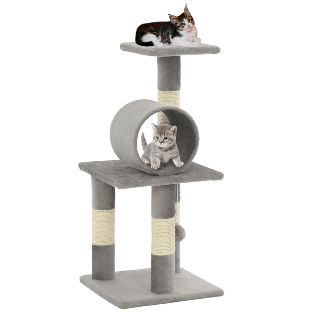 VidaXL Katzenkratzbaum mit Sisal-Kratzstämmen 65 cm Grau