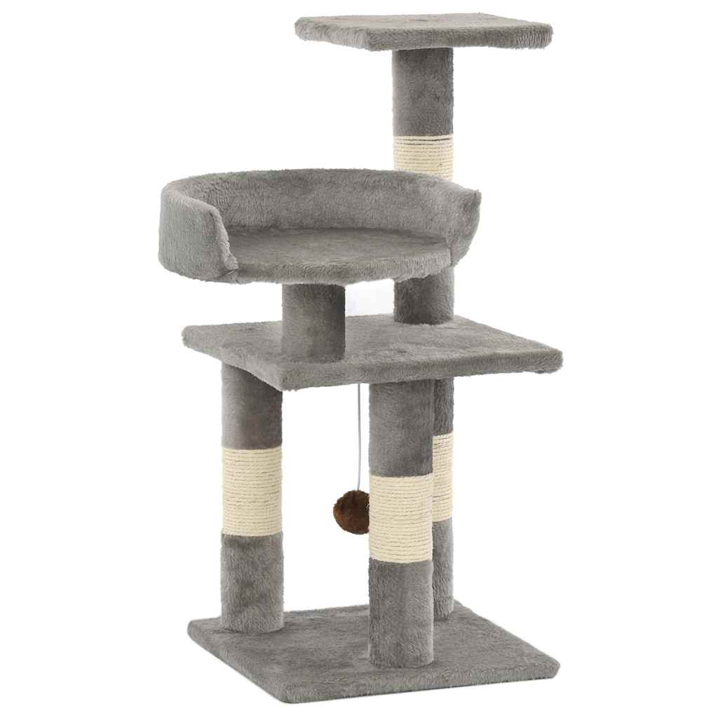 VidaXL Katzenkratzbaum mit Sisal-Kratzstämmen 65 cm Grau