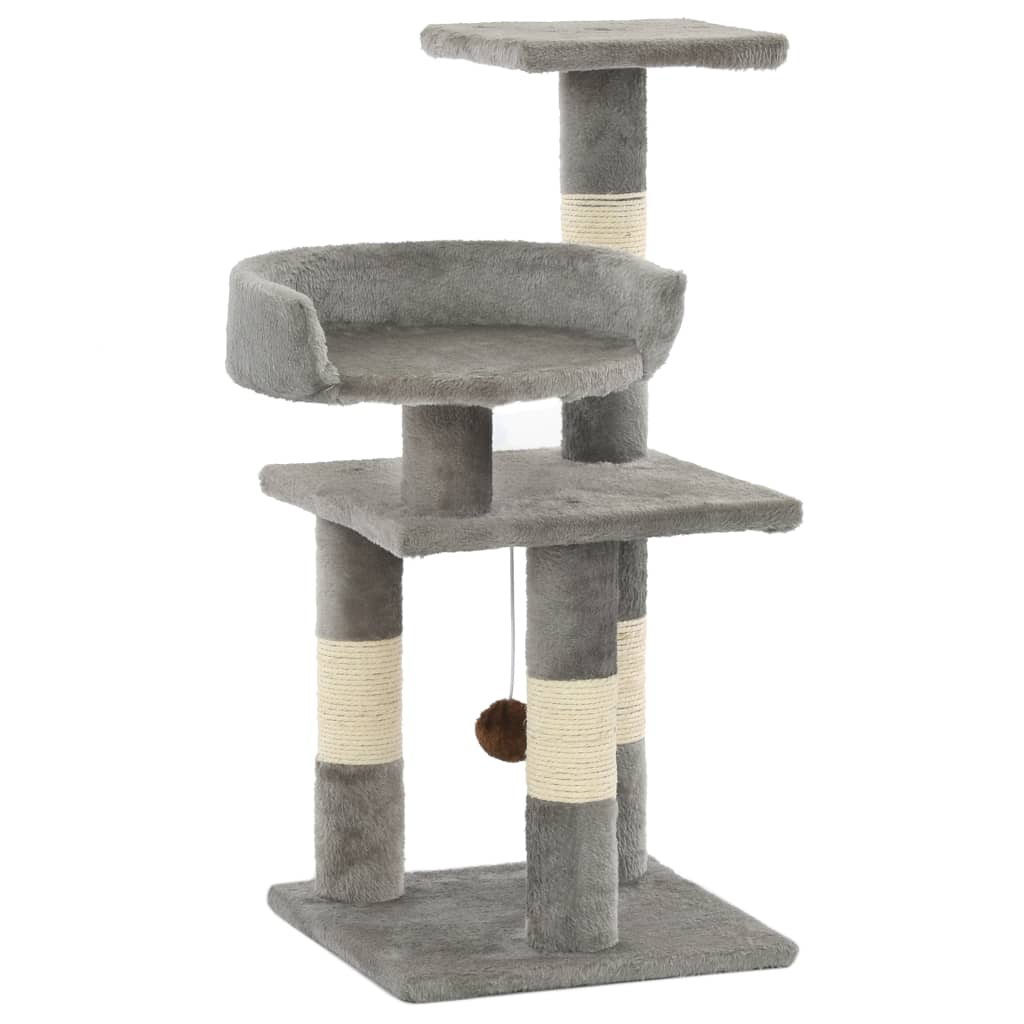 VidaXL Katzenkratzbaum mit Sisal-Kratzstämmen 65 cm Grau