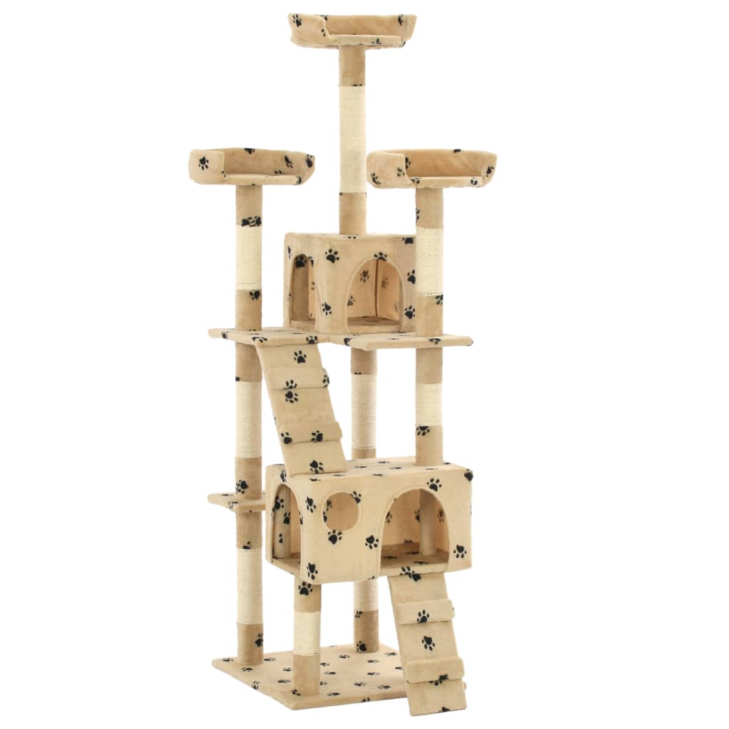VIDAXL -Katzenkratzerpost mit Sisal -Kratzer -Posts 170 cm Pfotenabdrücke Beige