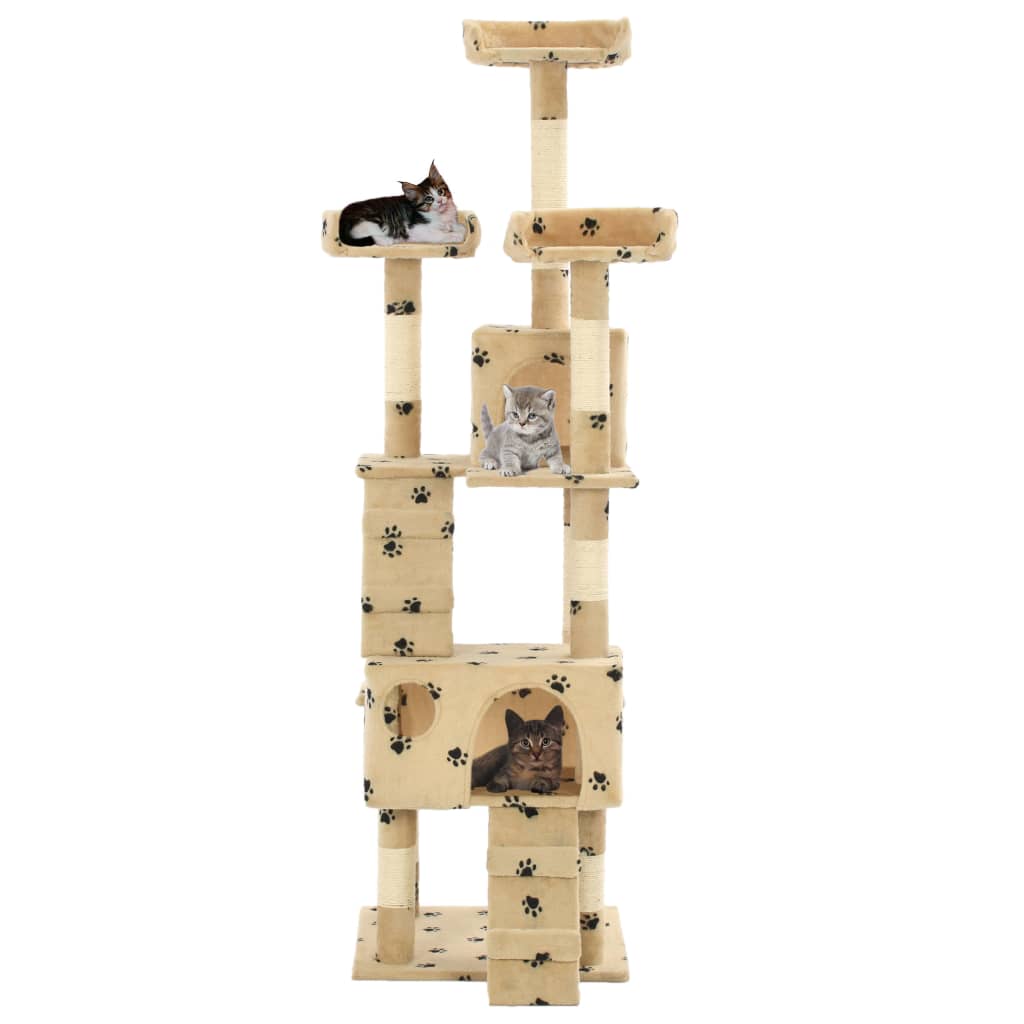 VIDAXL -Katzenkratzerpost mit Sisal -Kratzer -Posts 170 cm Pfotenabdrücke Beige