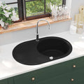 VidaXL Waschbecken Oval Einschale Granitschwarz