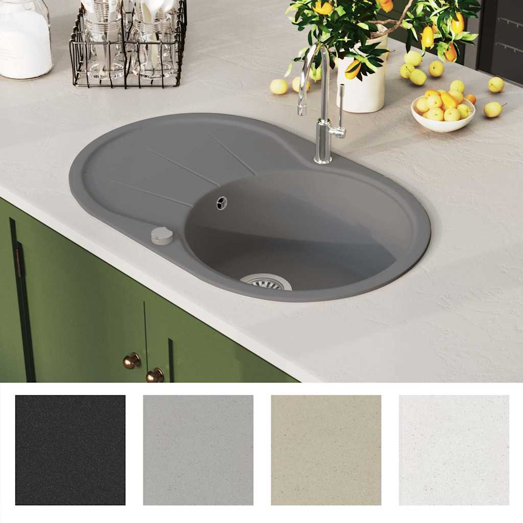 VidaXL Waschbecken Oval Einschale Granitgrau