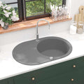 VidaXL Waschbecken Oval Einschale Granitgrau