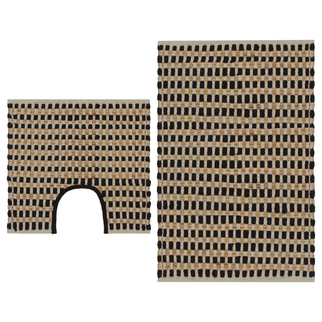 VidaXL Badematten-Set, handgewebt aus Jute und Stoff, natur und schwarz