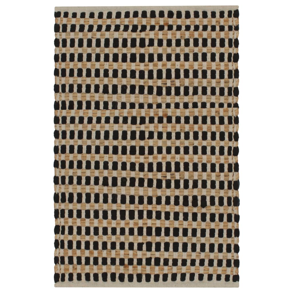 VidaXL Badematten-Set, handgewebt aus Jute und Stoff, natur und schwarz