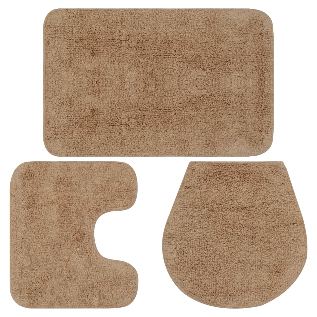 VidaXL Badematten-Set, Stoff, beige, 3-teilig