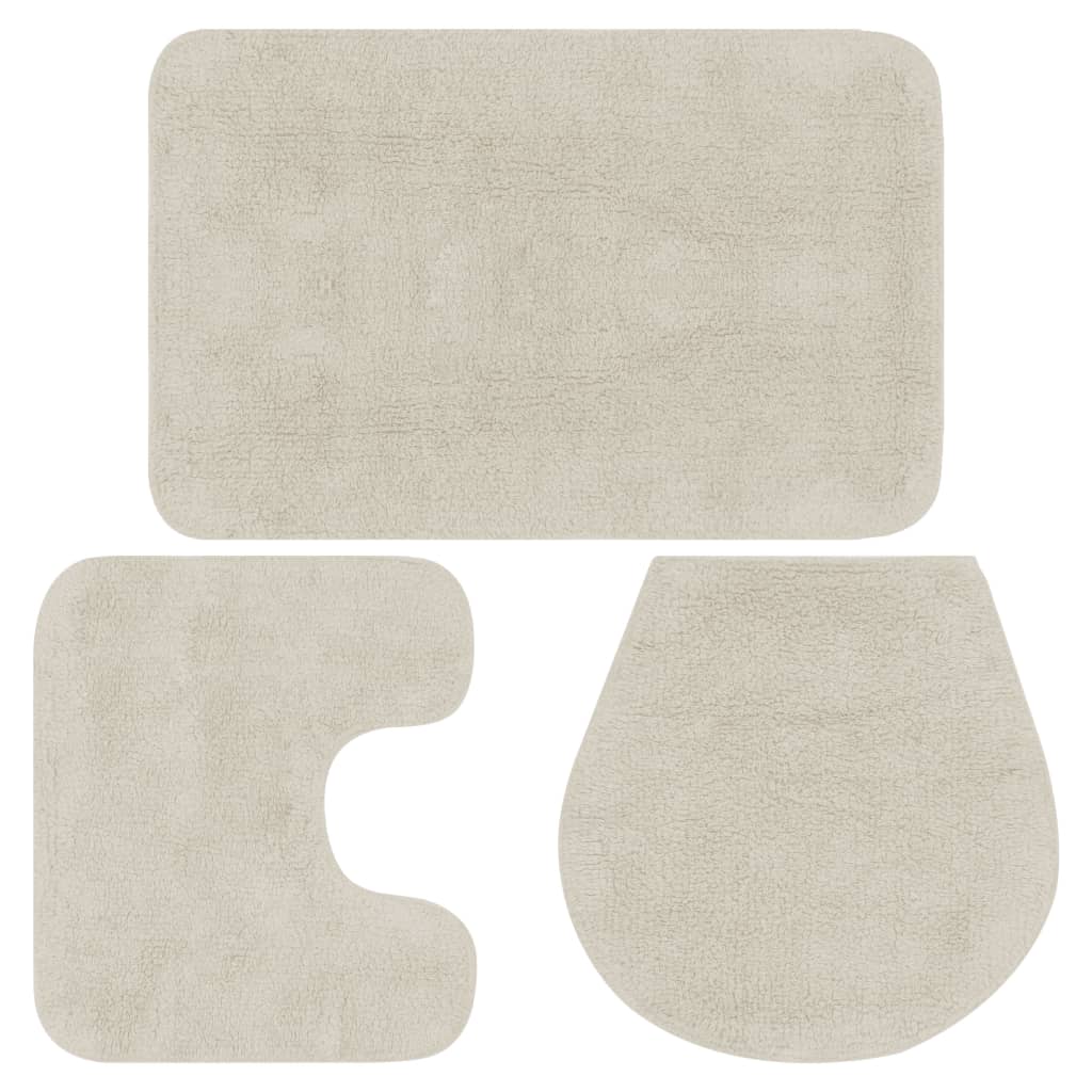 VidaXL Badematten-Set, Stoff, weiß, 3-teilig