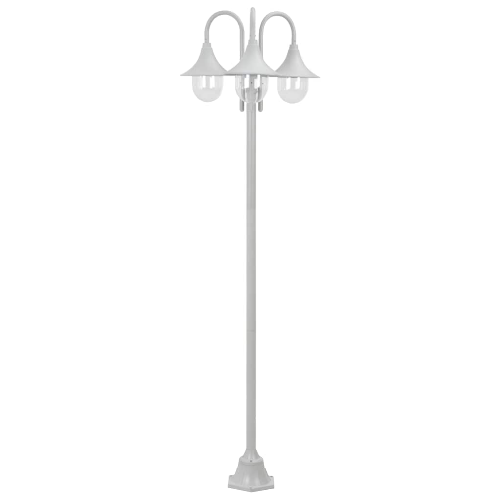 VidaXL Garten-Pfostenleuchte E27 220 cm Aluminium Weiß 3-teilig
