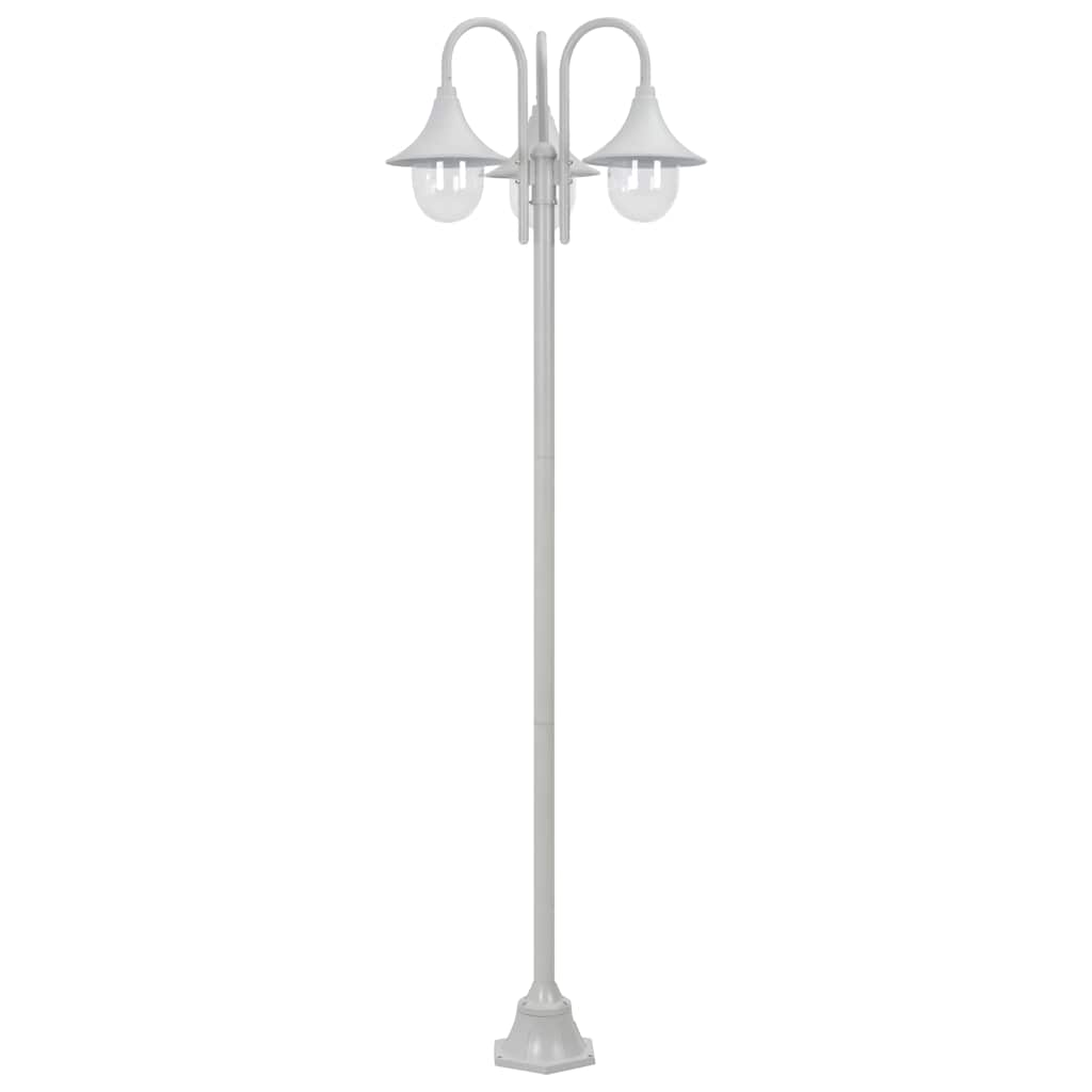 VidaXL Garten-Pfostenleuchte E27 220 cm Aluminium Weiß 3-teilig