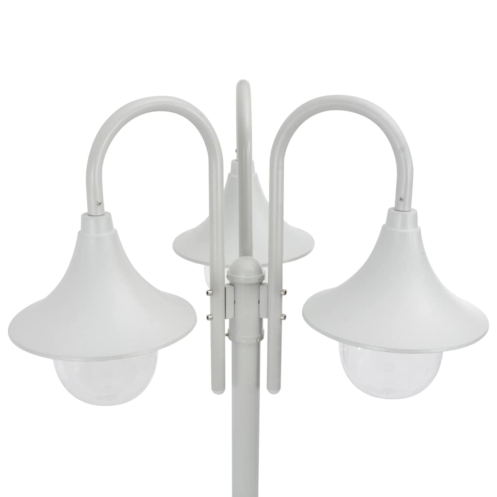 VidaXL Garten-Pfostenleuchte E27 220 cm Aluminium Weiß 3-teilig