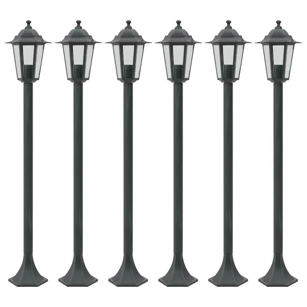 Vidaxl -Pfahlbeleuchtung für Garten E27 110 cm Aluminium dunkelgrün 6 Stk