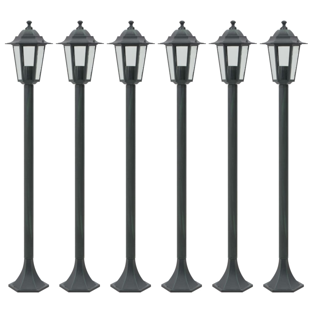 Vidaxl -Pfahlbeleuchtung für Garten E27 110 cm Aluminium dunkelgrün 6 Stk