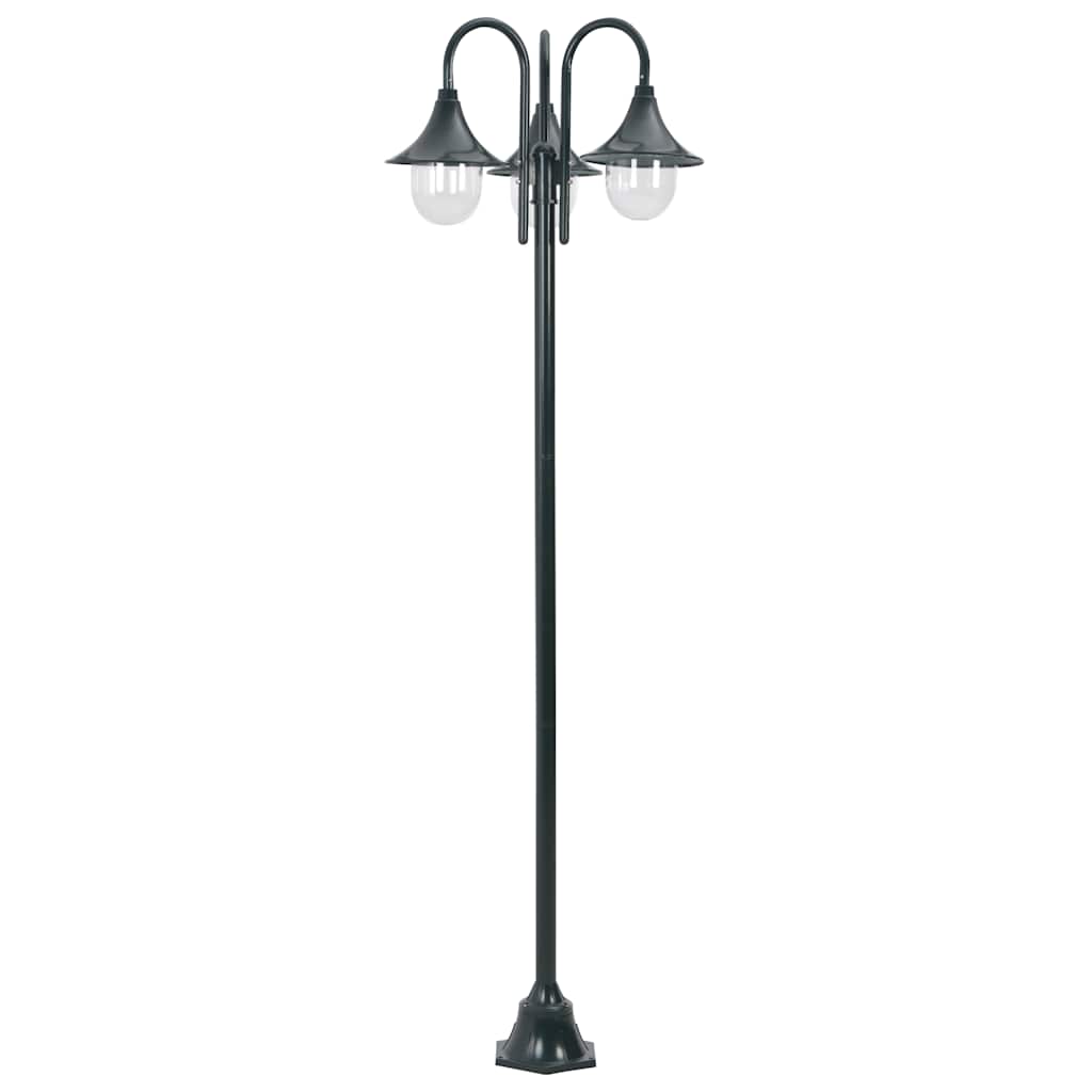 Vidaxl paalverlichting tuin e27 220 cm aluminium donkergroen 3-delig