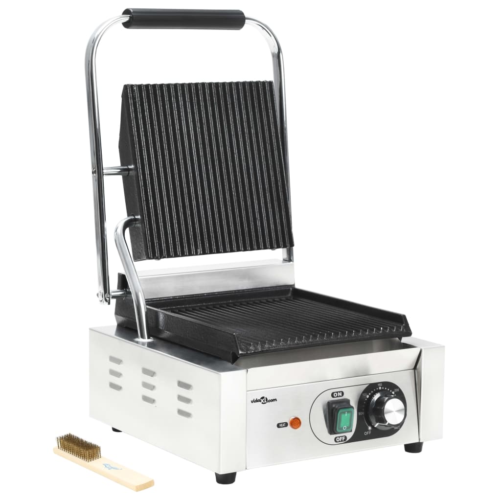 VidaXL Panini-Grill 1800 W 31x30,5x20 cm Edelstahl, gerollt