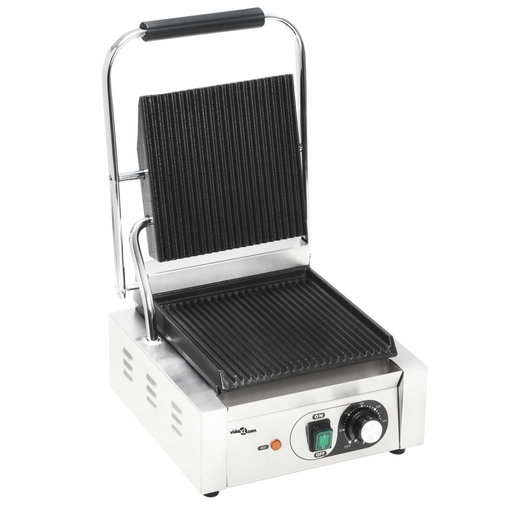 VidaXL Panini-Grill 1800 W 31x30,5x20 cm Edelstahl, gerollt