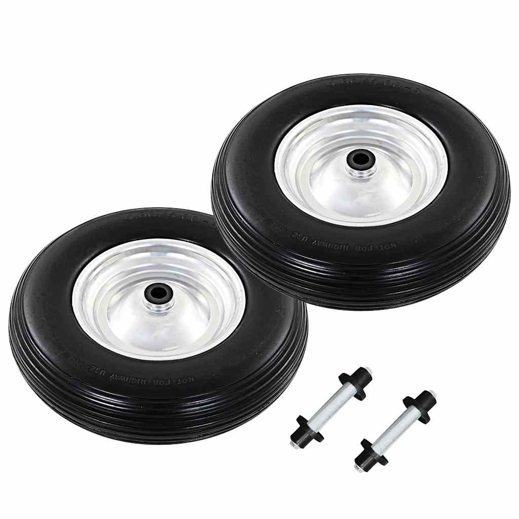 Vidaxl-Schubkerne-Räder mit Achsen 4.00-8 390 mm Festpu 2 Sts