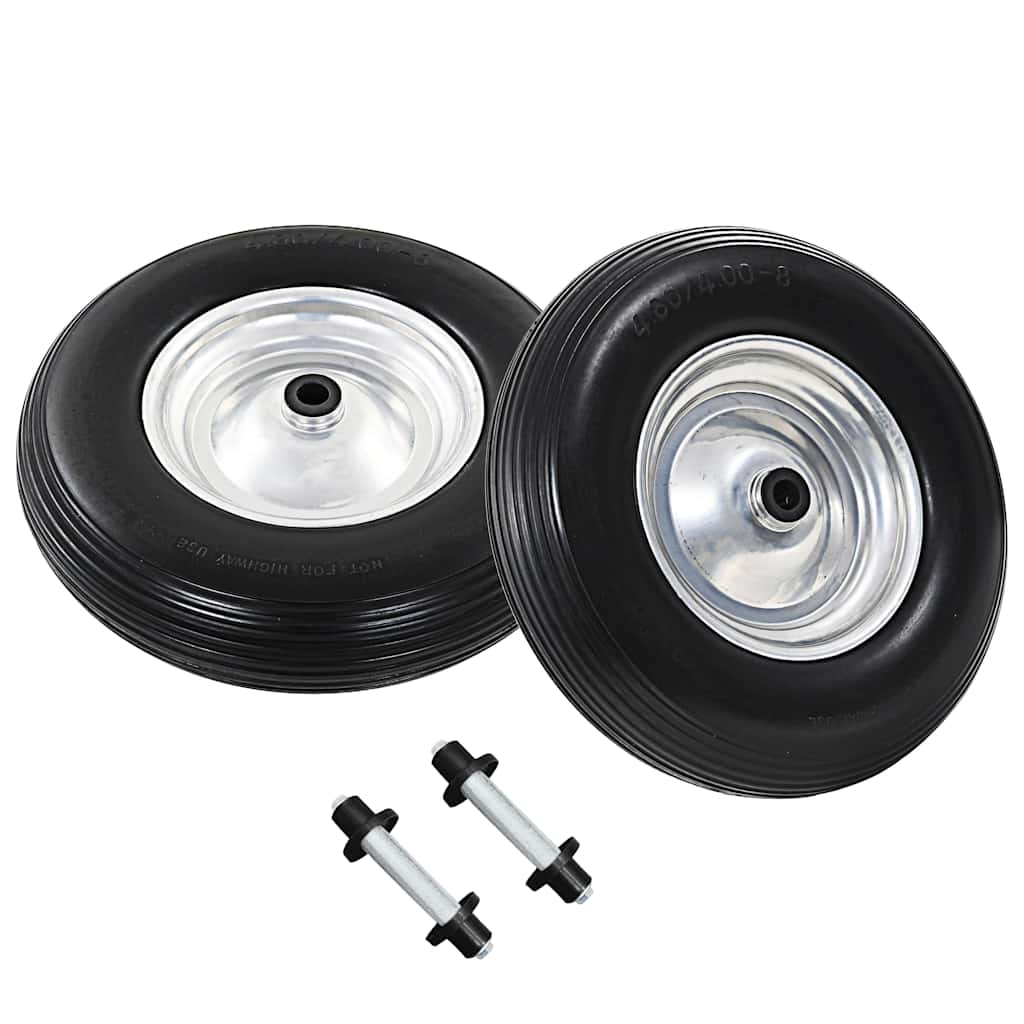 Vidaxl-Schubkerne-Räder mit Achsen 4.00-8 390 mm Festpu 2 Sts