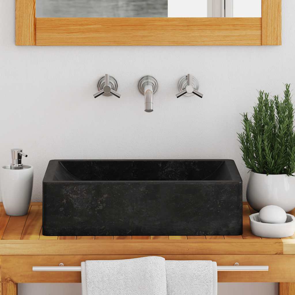 VidaXL Spüle 45x30x12 cm Marmor Hochglanz Schwarz