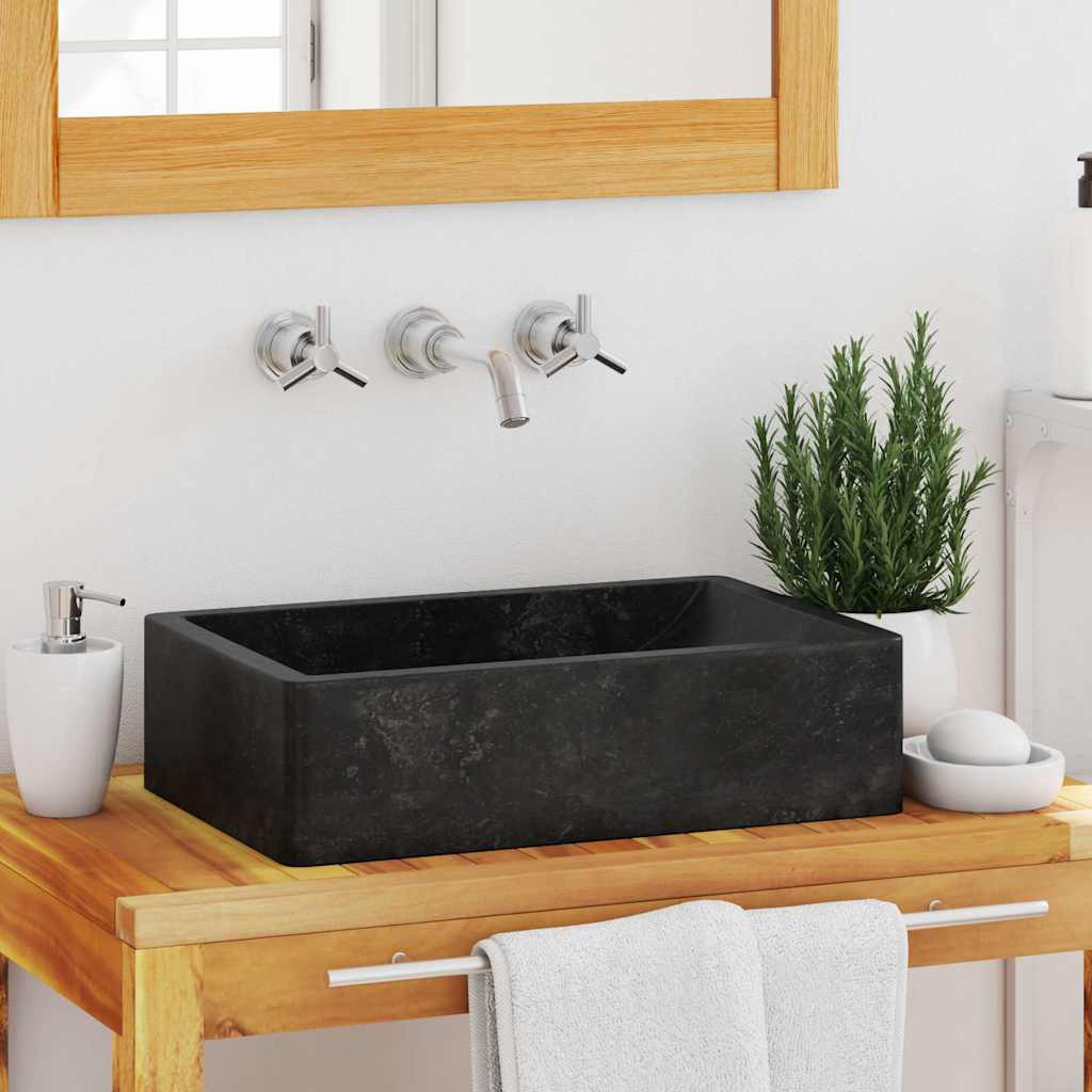 VidaXL Spüle 45x30x12 cm Marmor Hochglanz Schwarz