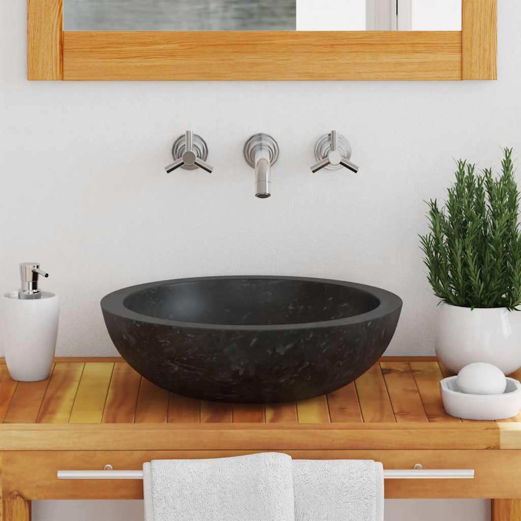 VidaXL Spüle 40x12 cm Marmor Schwarz