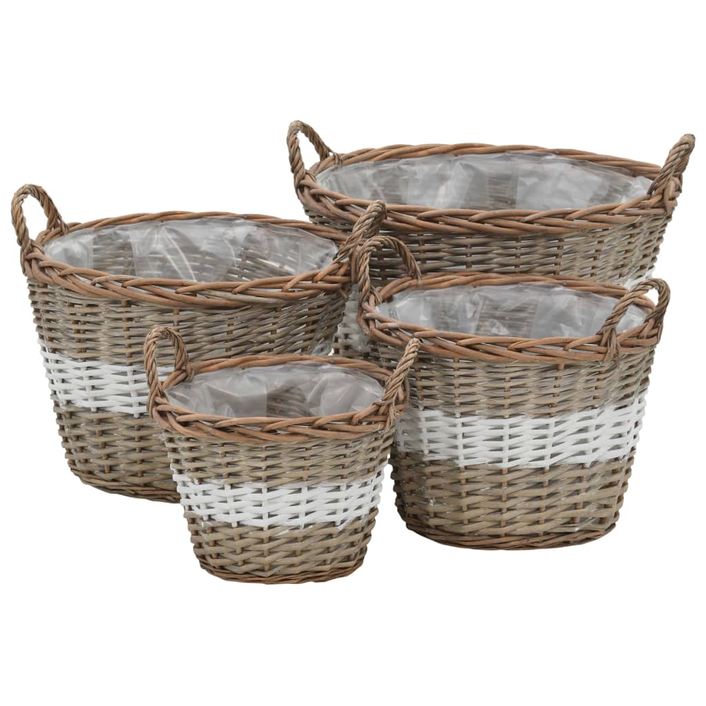 VidaXL Plantenbakken verhoogd 4 st wicker met PE-voering