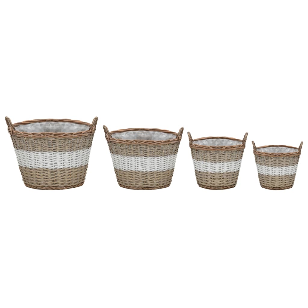 VidaXL Plantenbakken verhoogd 4 st wicker met PE-voering