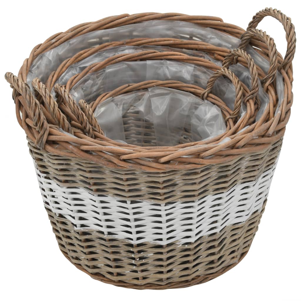 VidaXL Plantenbakken verhoogd 4 st wicker met PE-voering