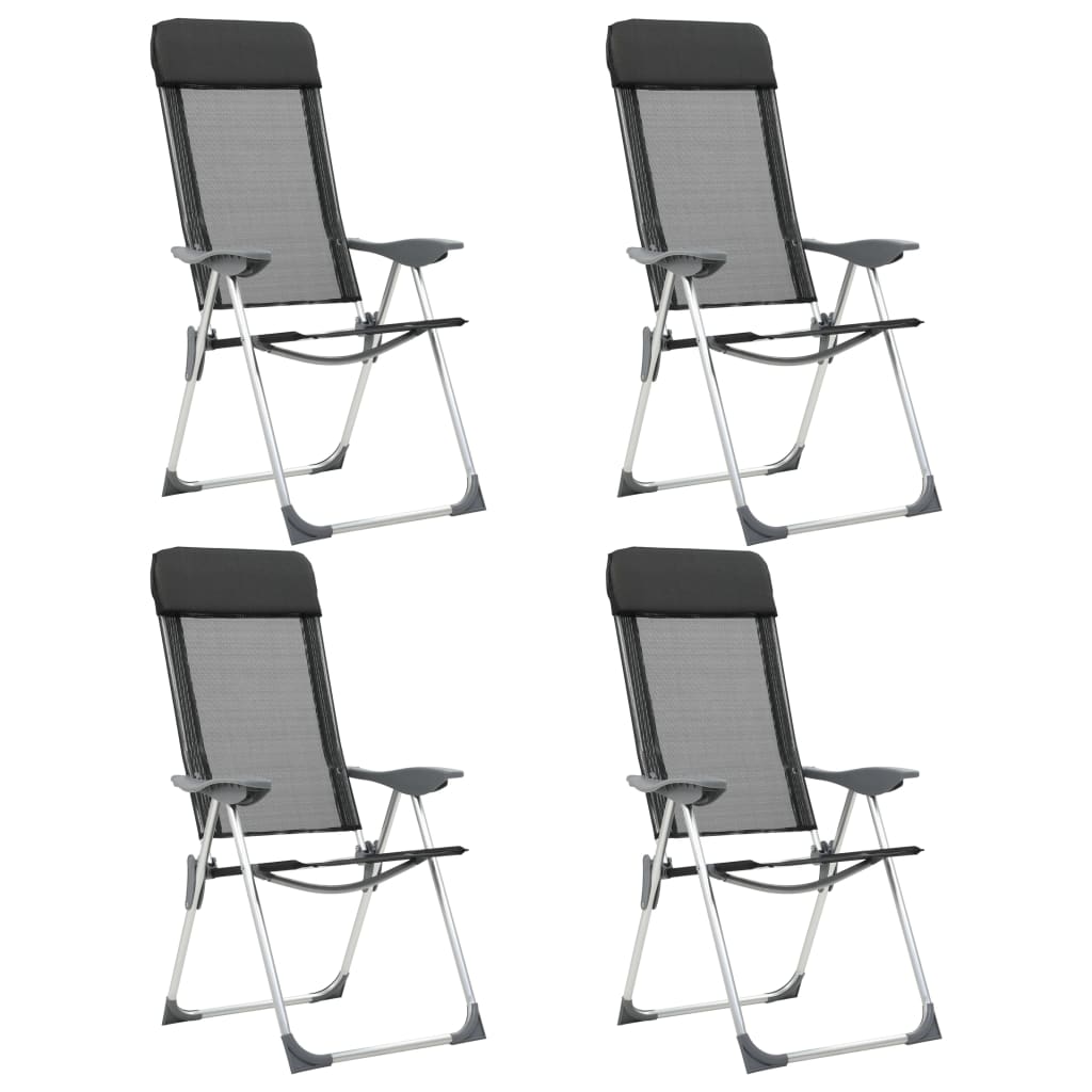 Vidaxl Campingstühle, faltbar, Aluminium, schwarz, 4 Stück