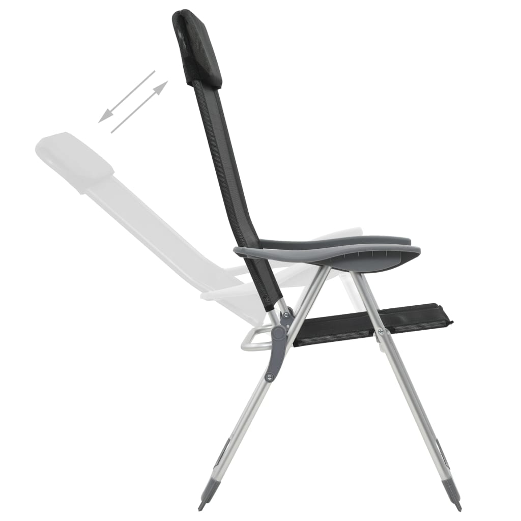 Vidaxl Campingstühle, faltbar, Aluminium, schwarz, 4 Stück
