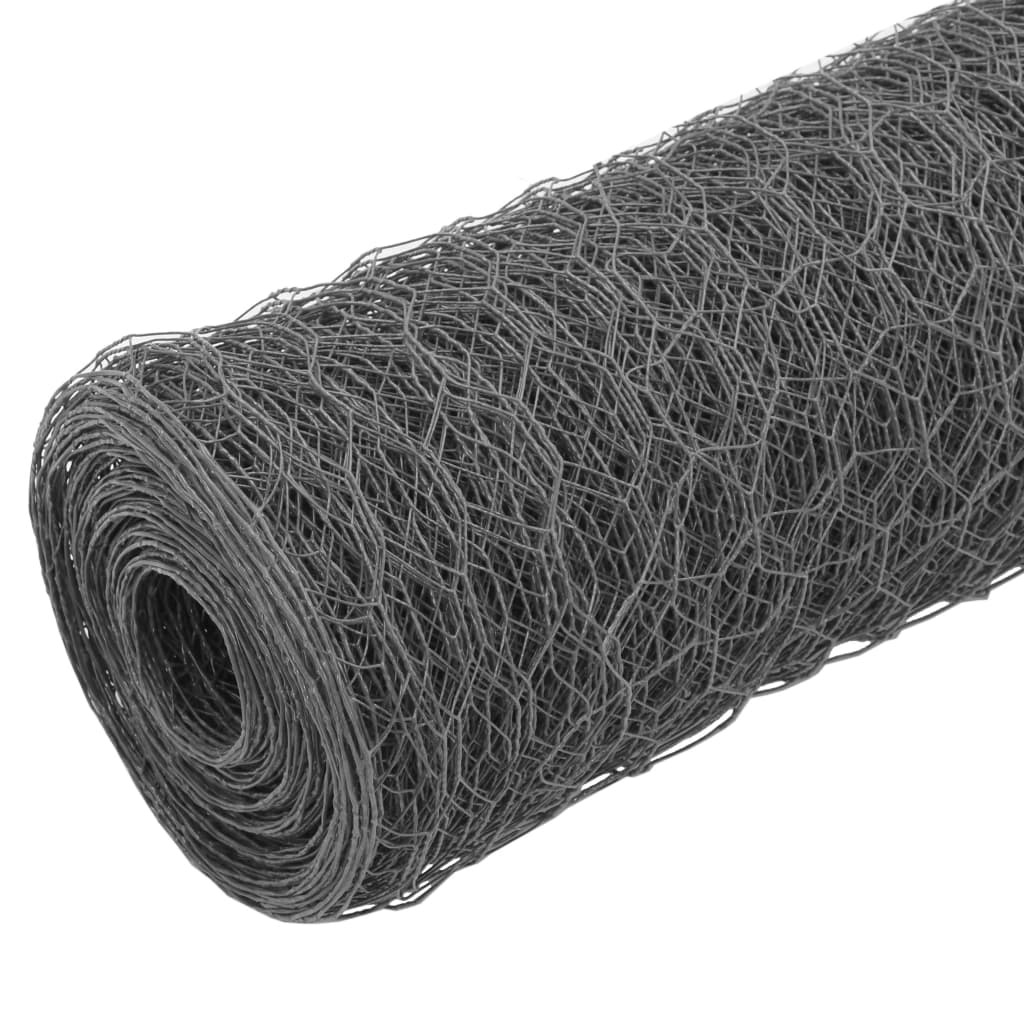 VidaXL Hühnerdraht 25 x 0,75 m Stahl mit PVC-Beschichtung Grau