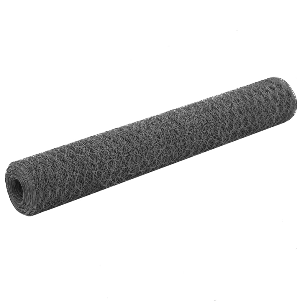 VidaXL -Hühnerdraht 25x1 m Stahl mit PVC -Beschichtung grau