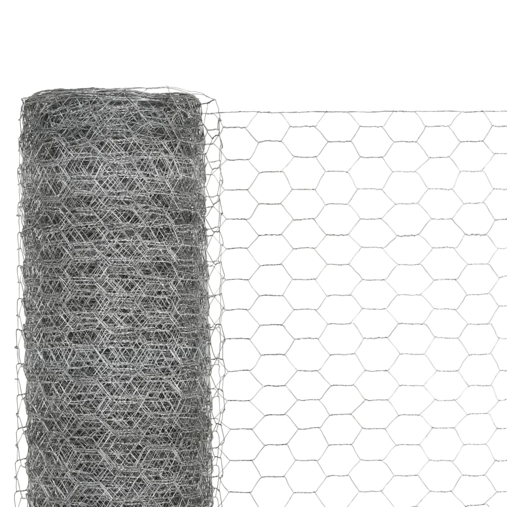 Vidaxxl -Hühnerdraht 25x1,2 m verzinkter Stahl silberfarben