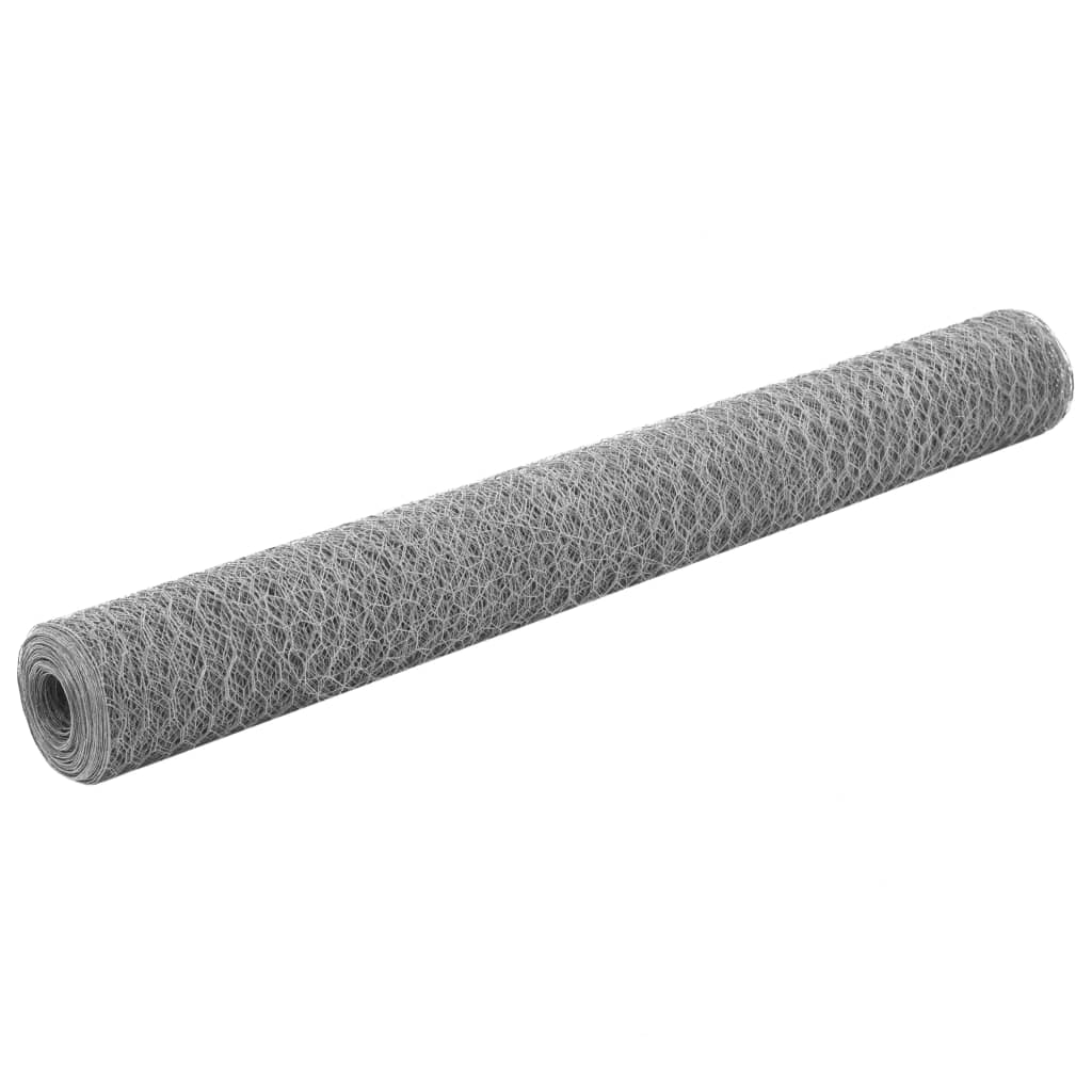 VidaXL Hühnerdraht 25x1,2 m, verzinkter Stahl, silberfarben
