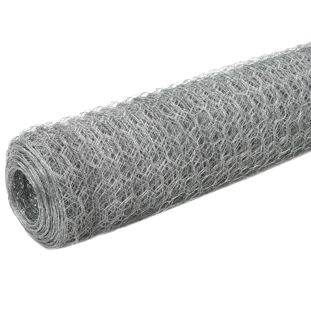 VidaXL Hühnerdraht 25x1,2 m, verzinkter Stahl, silberfarben