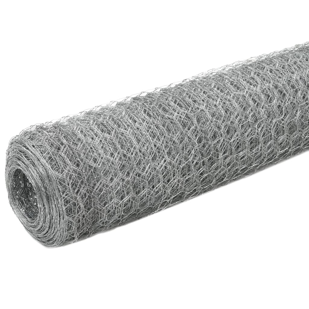 VidaXL Hühnerdraht 25x1,2 m, verzinkter Stahl, silberfarben