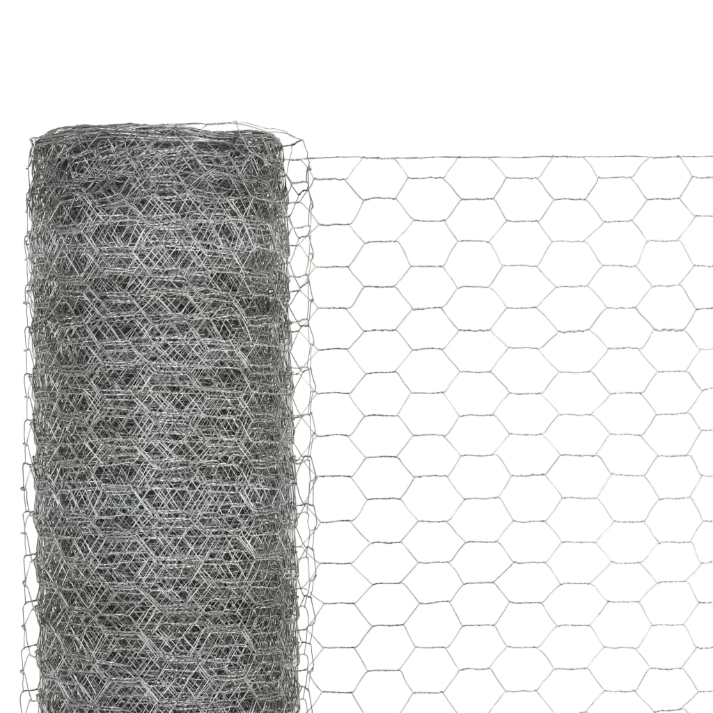 VidaXL Hühnerdraht 25x1,5 m, verzinkter Stahl, silberfarben