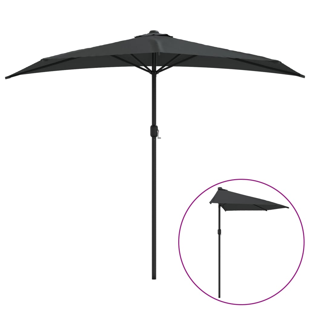 VidaXL Halbbalkonschirm mit Aluminiumstange 270x144 cm Anthrazit