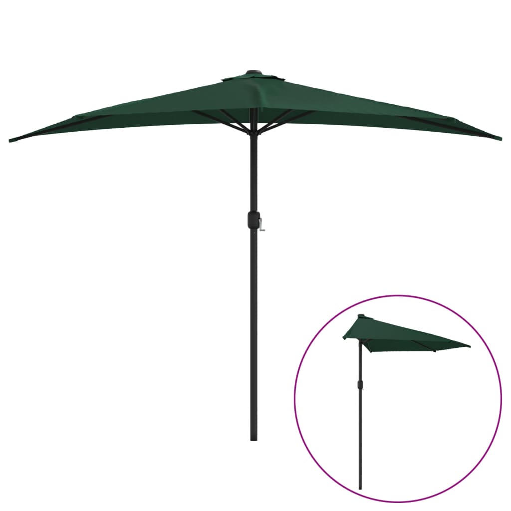 VidaXL Halbbalkonschirm mit Aluminiumstange 300x155 cm Grün