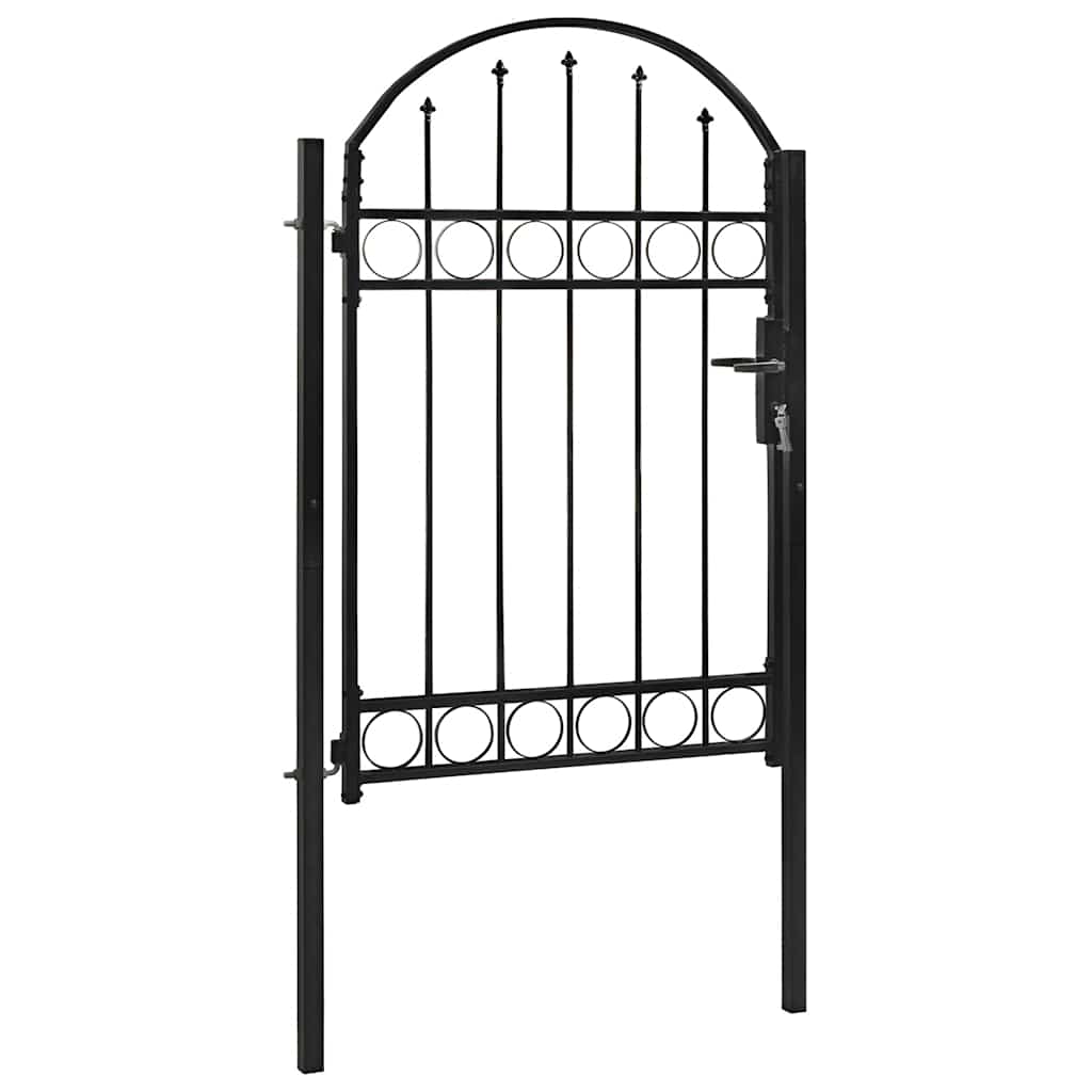Vidaxl poort met gebogen bovenkant 100x150 cm staal zwart