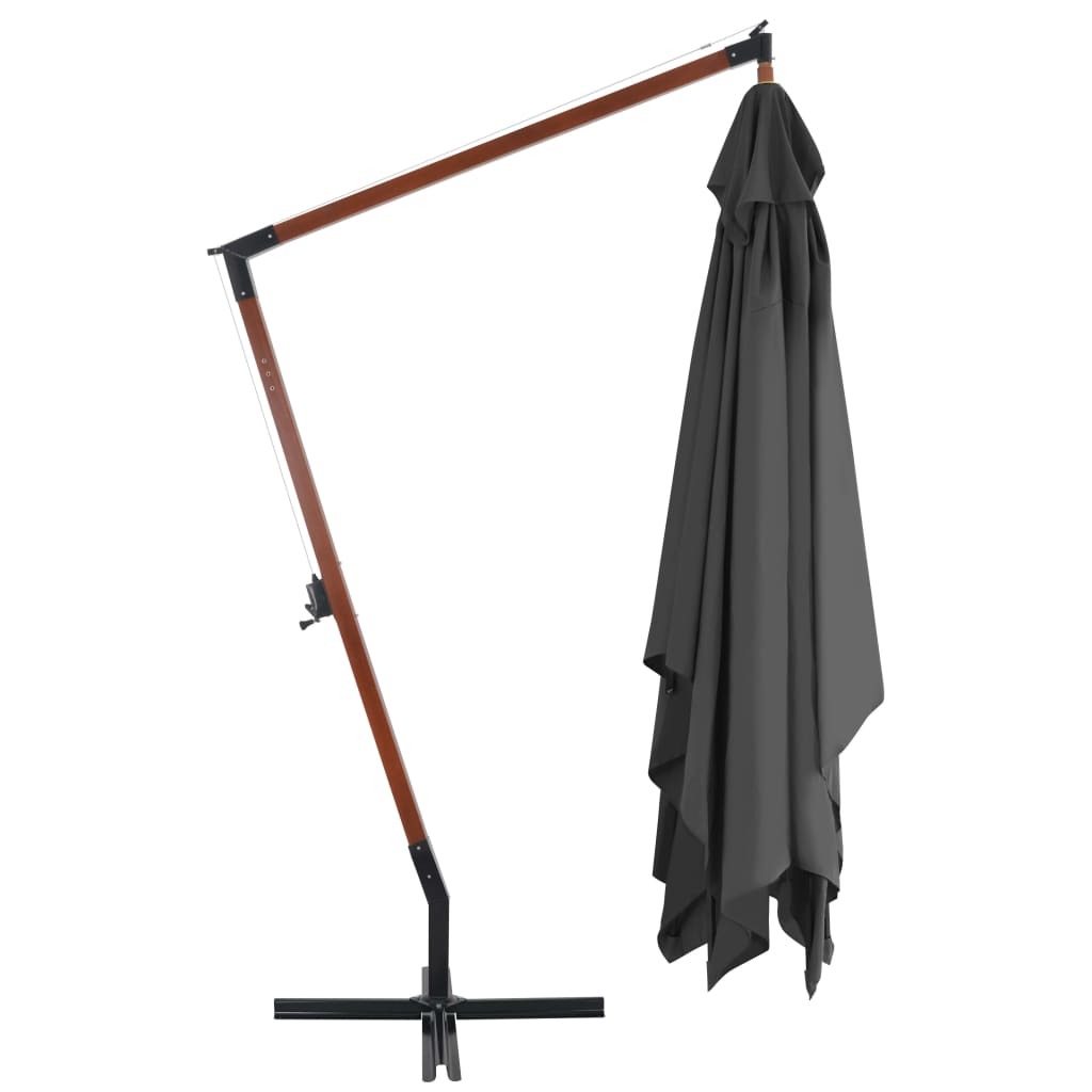 Vidaxl - Sonnenschirm mit Holzstange 400 x 300 cm Anthrazit - Gelenkt