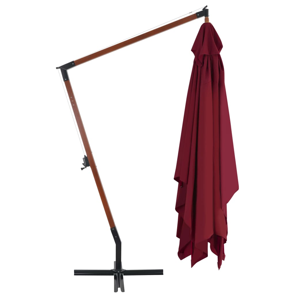 VidaXL Sonnenschirm mit Holzstange 400x300 cm Burgunderrot