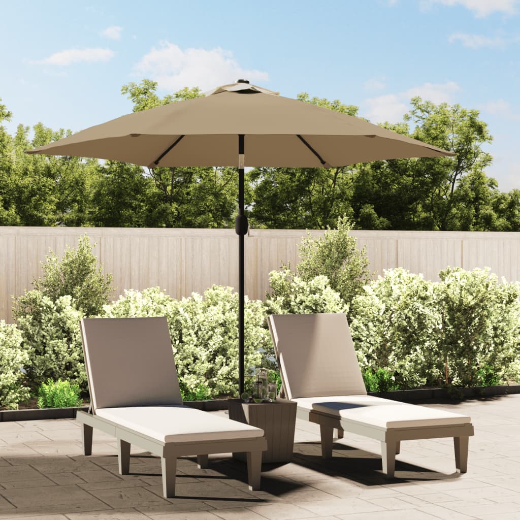 VidaXL -Sonnenschirm mit LED -Beleuchtung und Stahlpol 300 cm Taupe