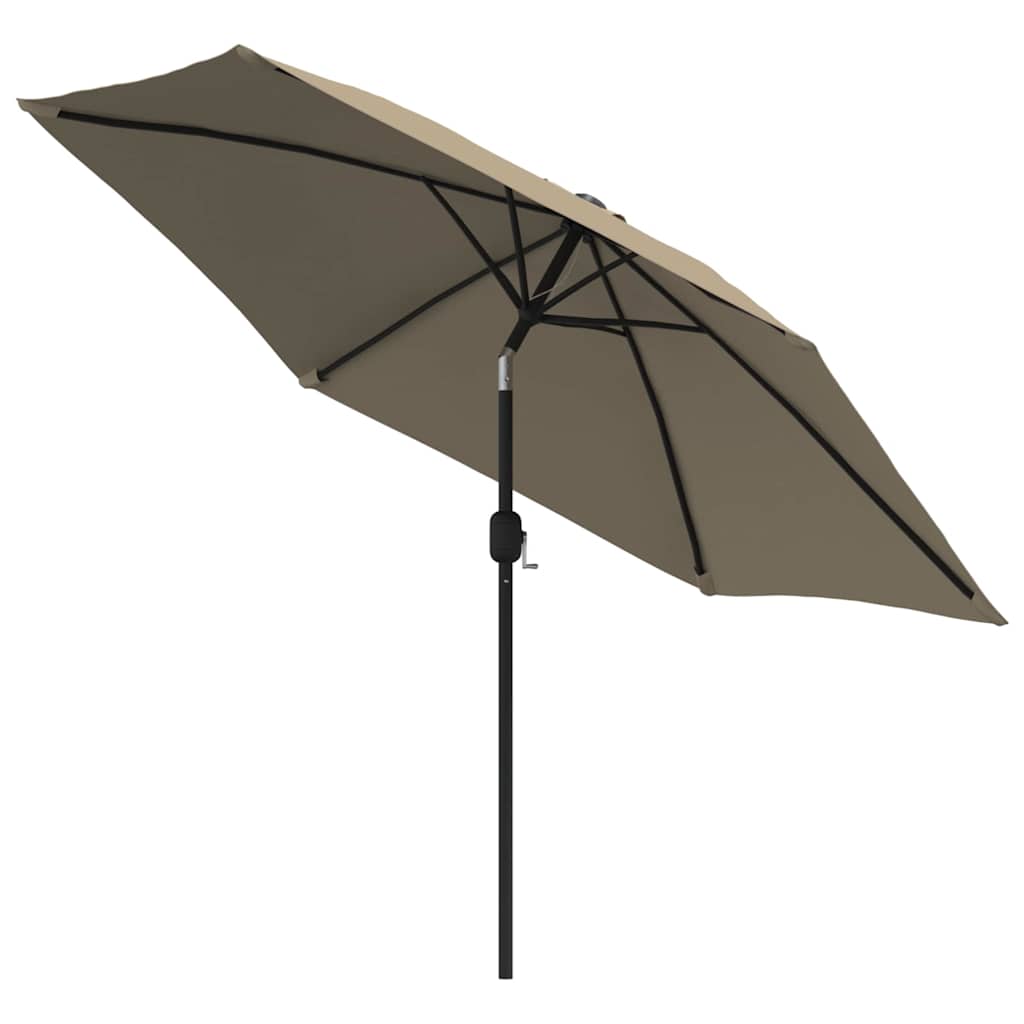 VidaXL -Sonnenschirm mit LED -Beleuchtung und Stahlpol 300 cm Taupe