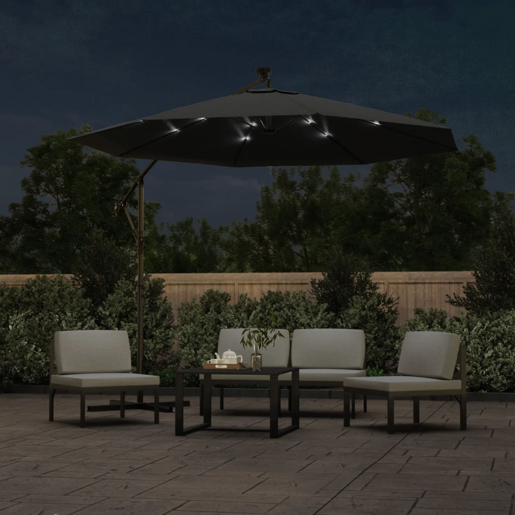 VidaXL – Sonnenschirm mit LED-Beleuchtung, Stahl, 300 cm, Anthrazit