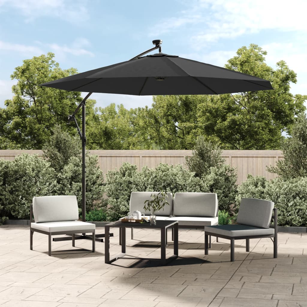 VidaXL – Sonnenschirm mit LED-Beleuchtung, Stahl, 300 cm, Anthrazit